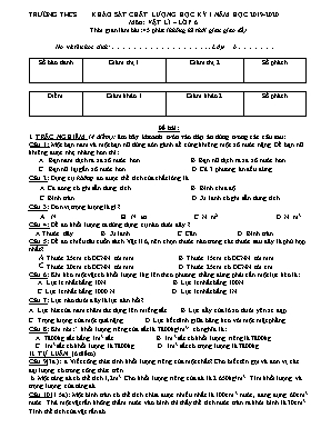 Đề khảo sát chất lượng học kỳ I môn Vật lí Lớp 6 - Năm học 2019-2020 (Có đáp án)